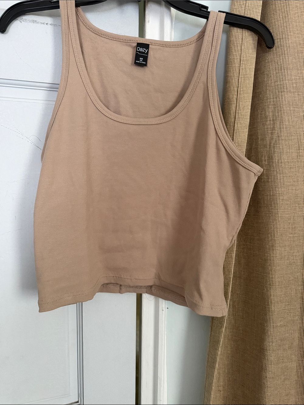 BRAND NEW NO TAGS DAZY Solid Khaki Ribbed Crop Tank Top size xxl (fits L + XL)